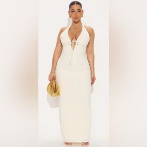 Fashion Nova Halter Cream Dress
